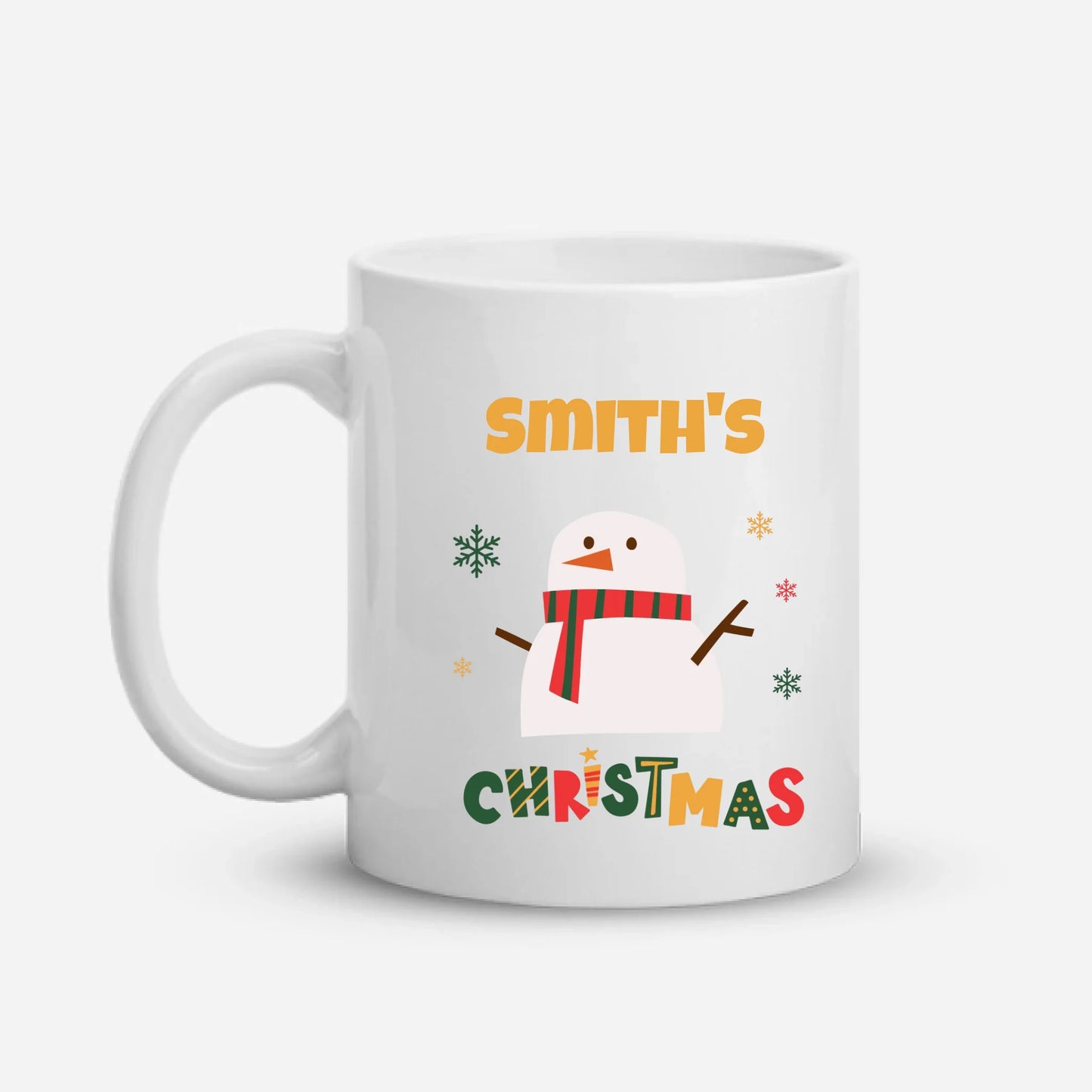 Personalized Matching Snowman Xmas Outfit — Custom Family Name on Sweatshirt, Kids Sweatshirt, T-Shirt & Mug