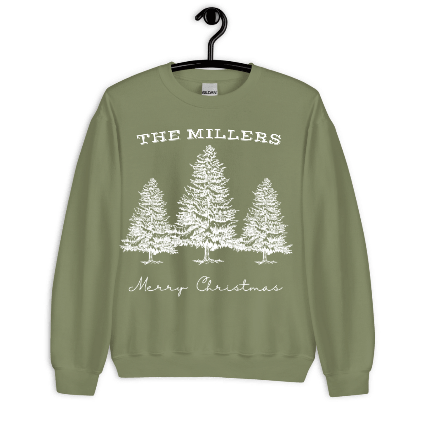 Personalized Christmas Matching Gift — Custom Family Name on T-Shirt, Sweatshirt, Hoodie, Poster, Mug & Tote Bag