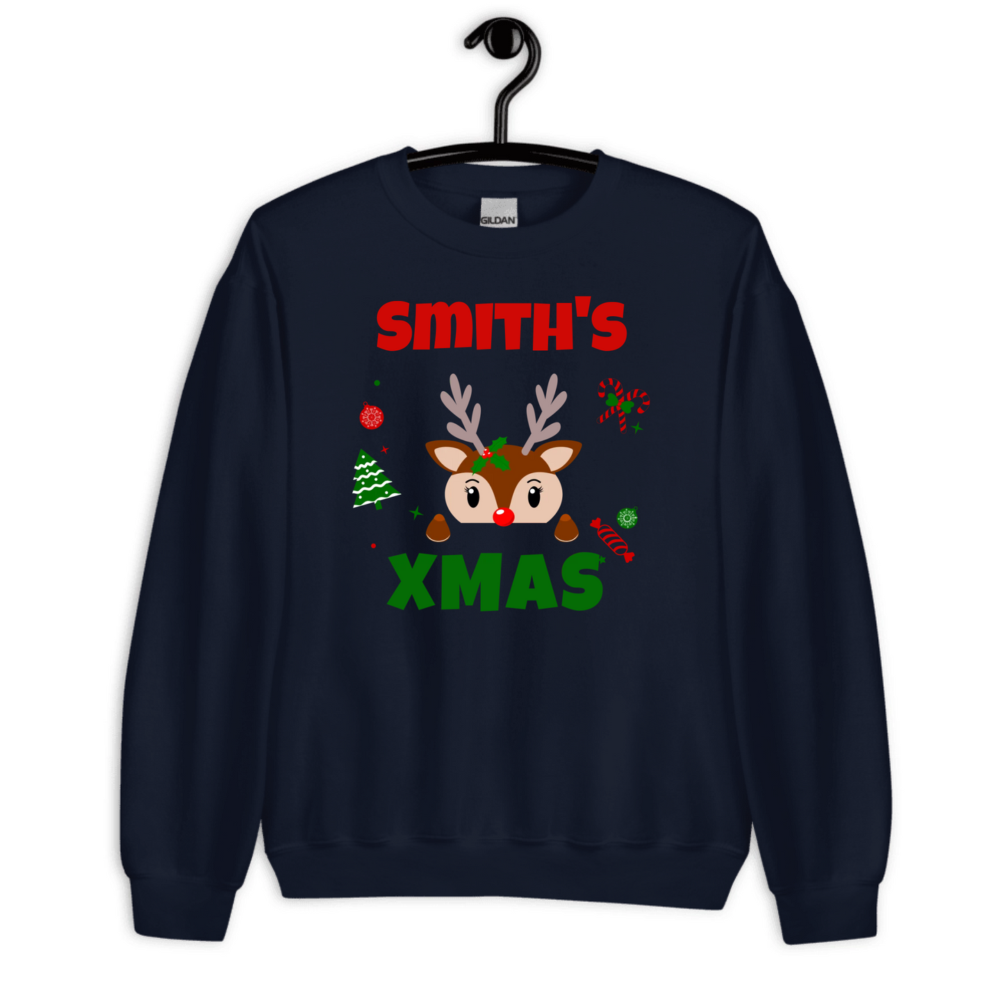 Personalized Matching Xmas Outfit — Custom Family Name on Sweatshirt, Kids Sweatshirt, T-Shirt, Mug & Tote Bag