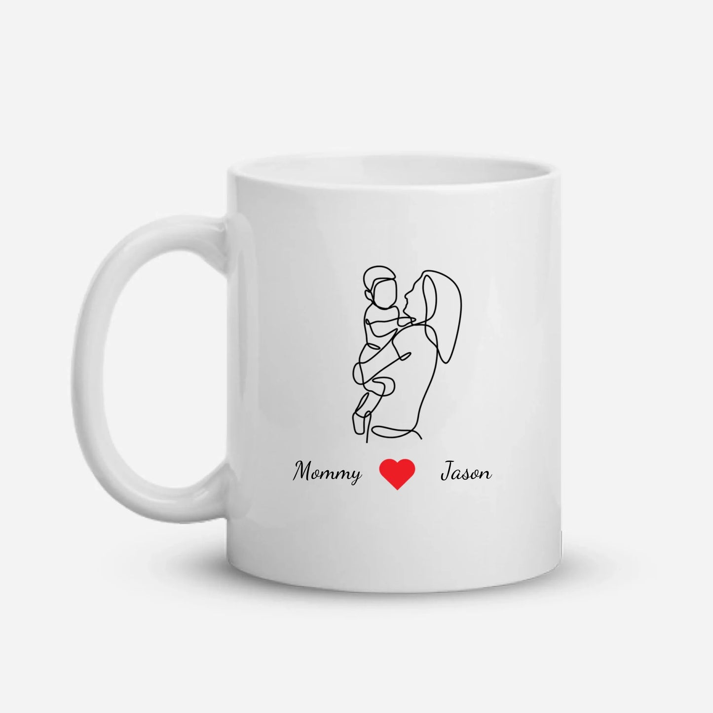 Personalized Mom Line Art Gift – Custom Name on T-Shirt, Hoodie, Poster, Mug & Tote Bag