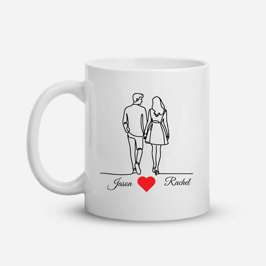 Personalized Couple lineart gift - custom name