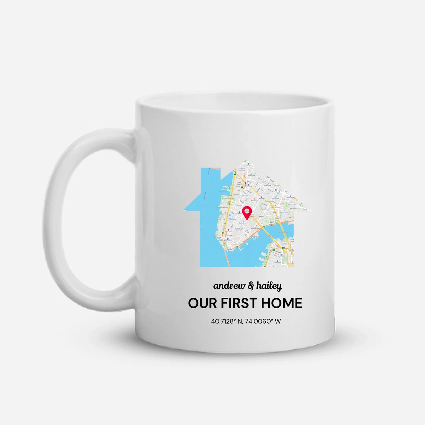 Personalized Our First Home Gift — Custom Address & Names on T-Shirt, Hoodie, Poster, Mug & Tote Bag