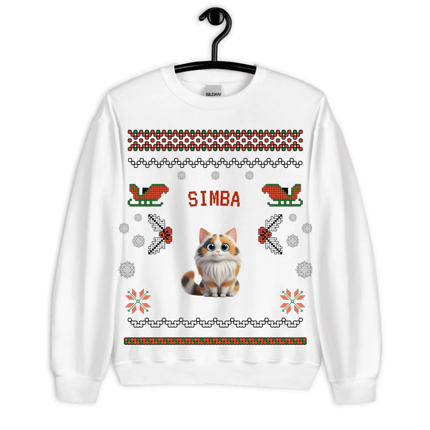 Personalized Christmas Gift for Cat Lovers — Custom Cat Name on T-Shirt, Sweatshirt, Poster, Mug & Tote Bag