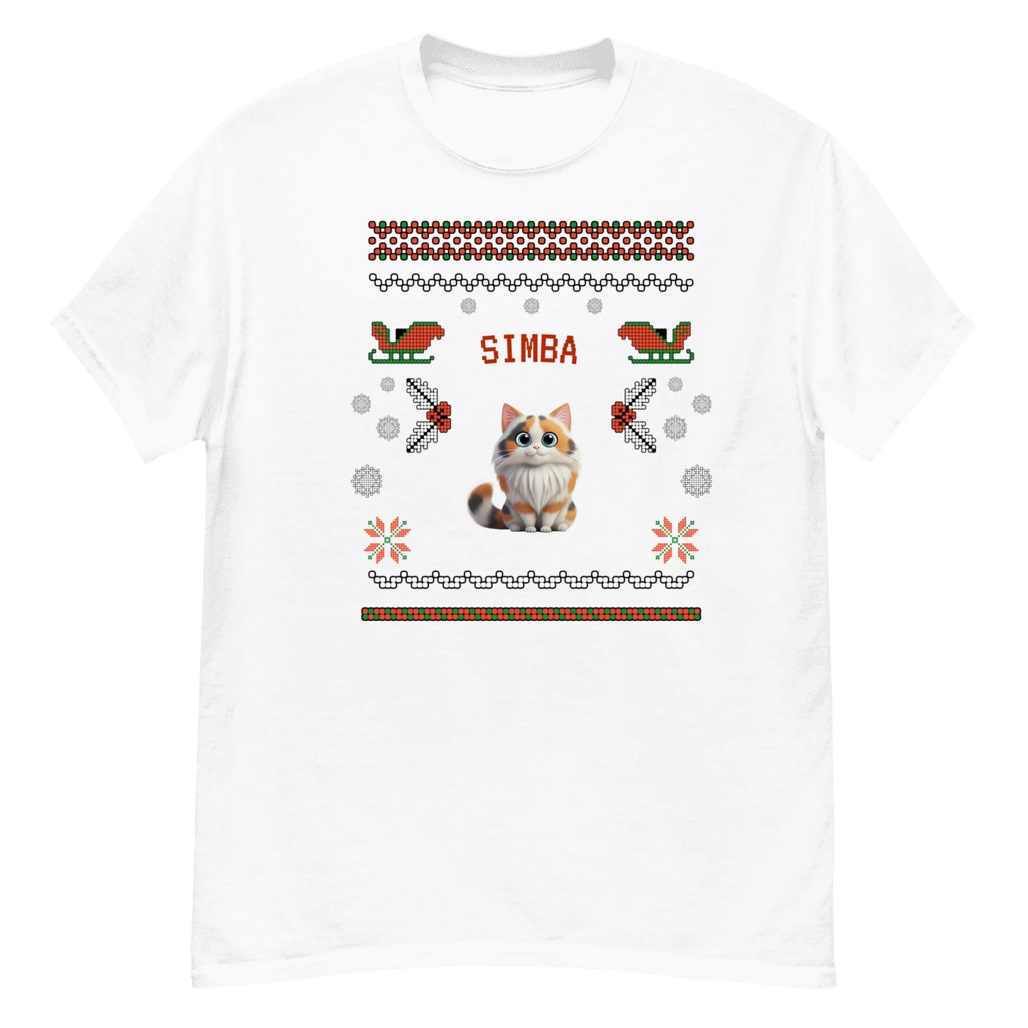 Personalized Christmas Gift for Cat Lovers — Custom Cat Name on T-Shirt, Sweatshirt, Poster, Mug & Tote Bag