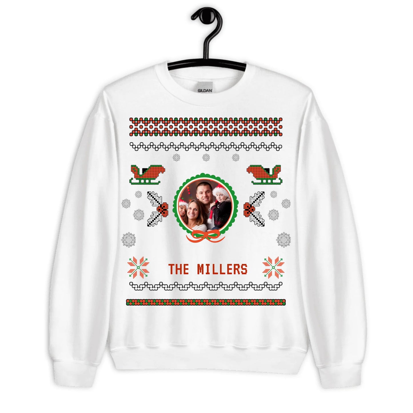 Personalized Christmas Gift — Custom Family Photo and Name on T-Shirt, Sweatshirt, Poster, Mug & Tote Bag