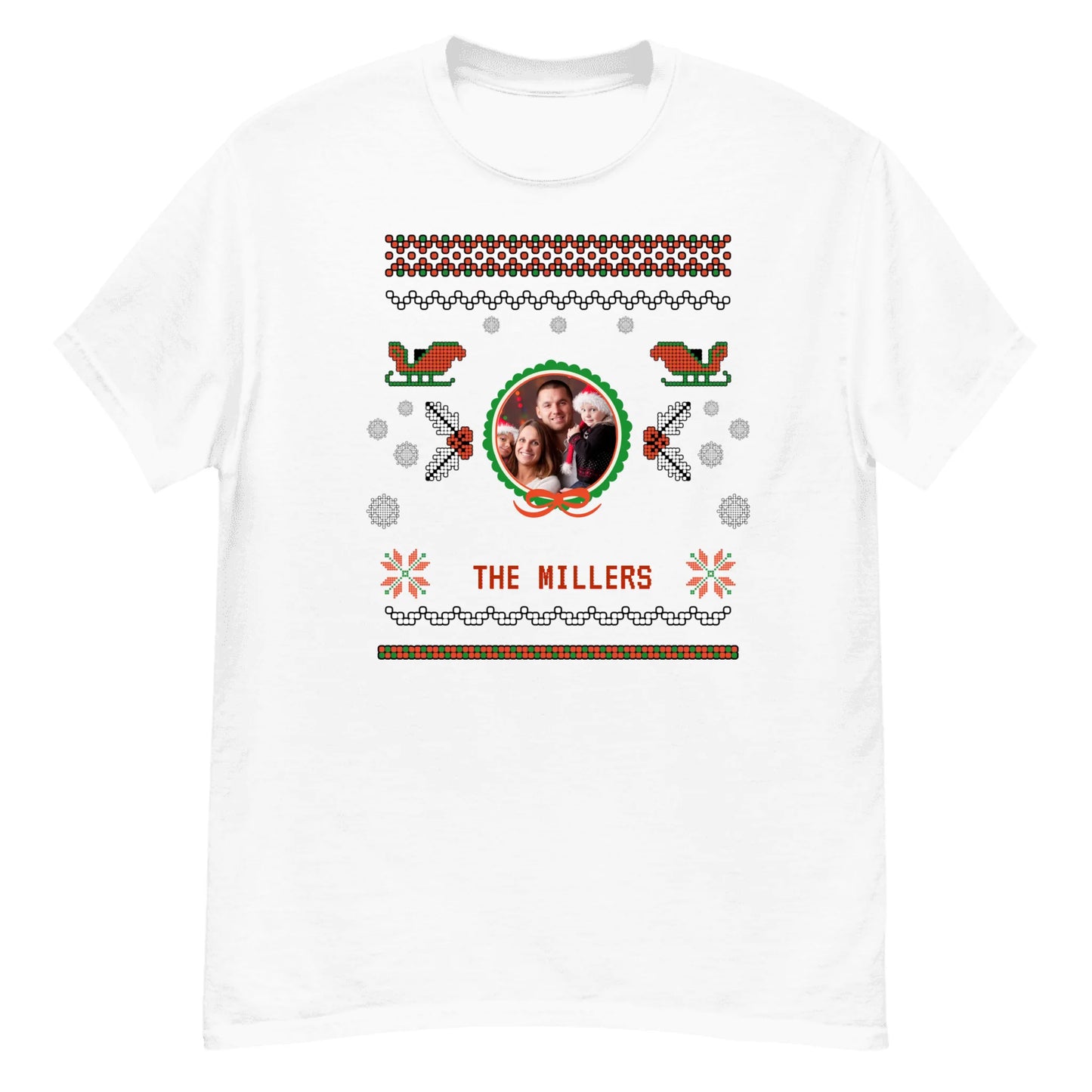Personalized Christmas Gift — Custom Family Photo and Name on T-Shirt, Sweatshirt, Poster, Mug & Tote Bag