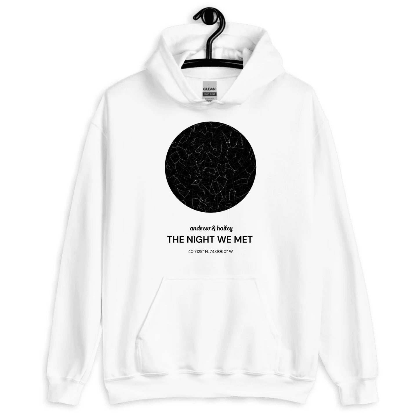 Personalized Starmap Gift — Custom Names, Text & Date on T-Shirt, Hoodie, Poster, Mug & Tote Bag