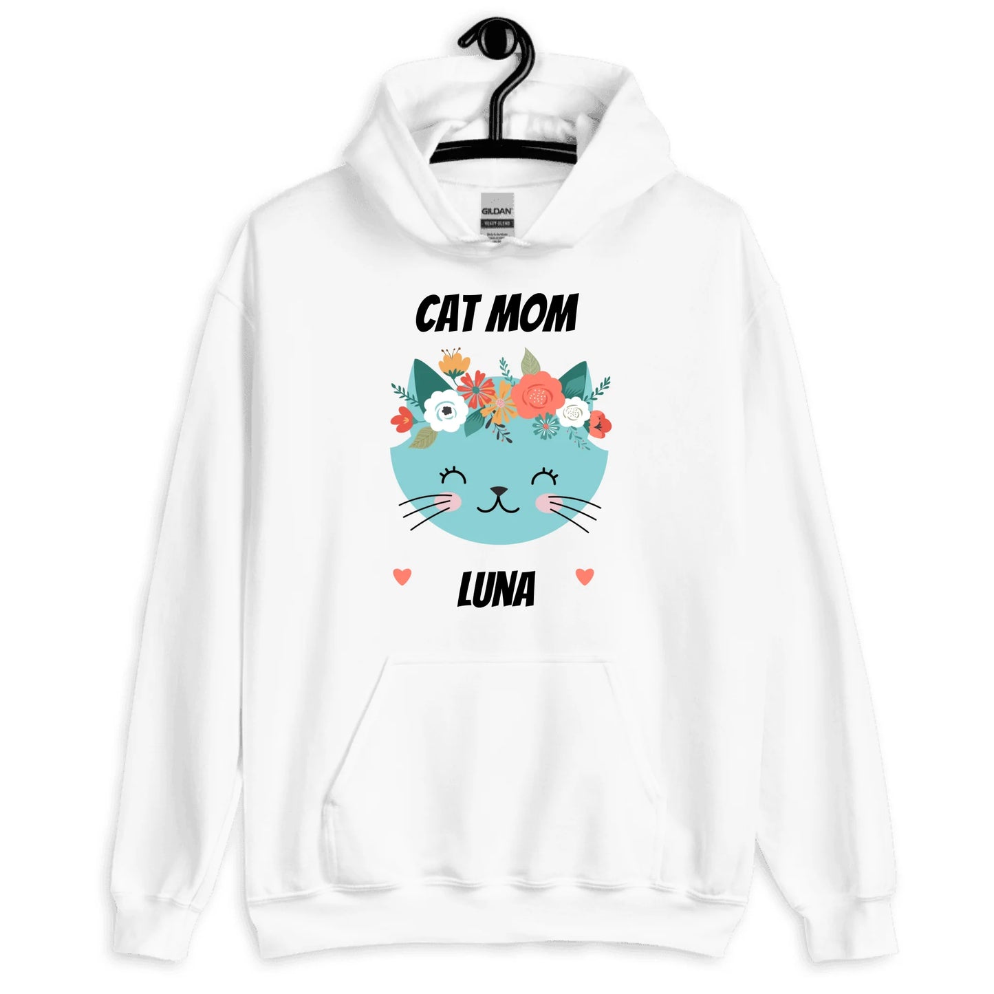Cat Mom Personalized Gift — Custom Name on T-Shirt, Hoodie, Poster, Mug & Tote Bag