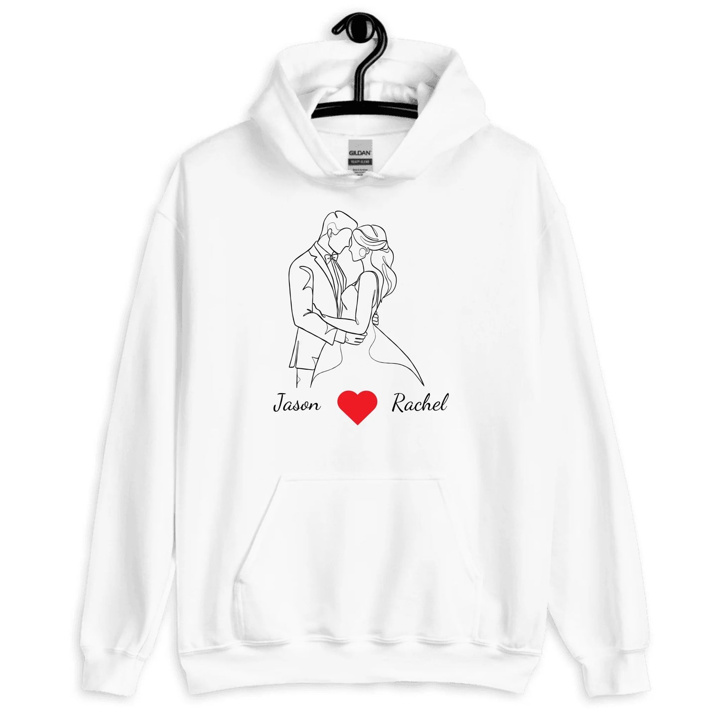 Personalized Wedding Gift — Custom Bride & Groom Names on T-Shirt, Hoodie, Poster, Mug & Tote Bag