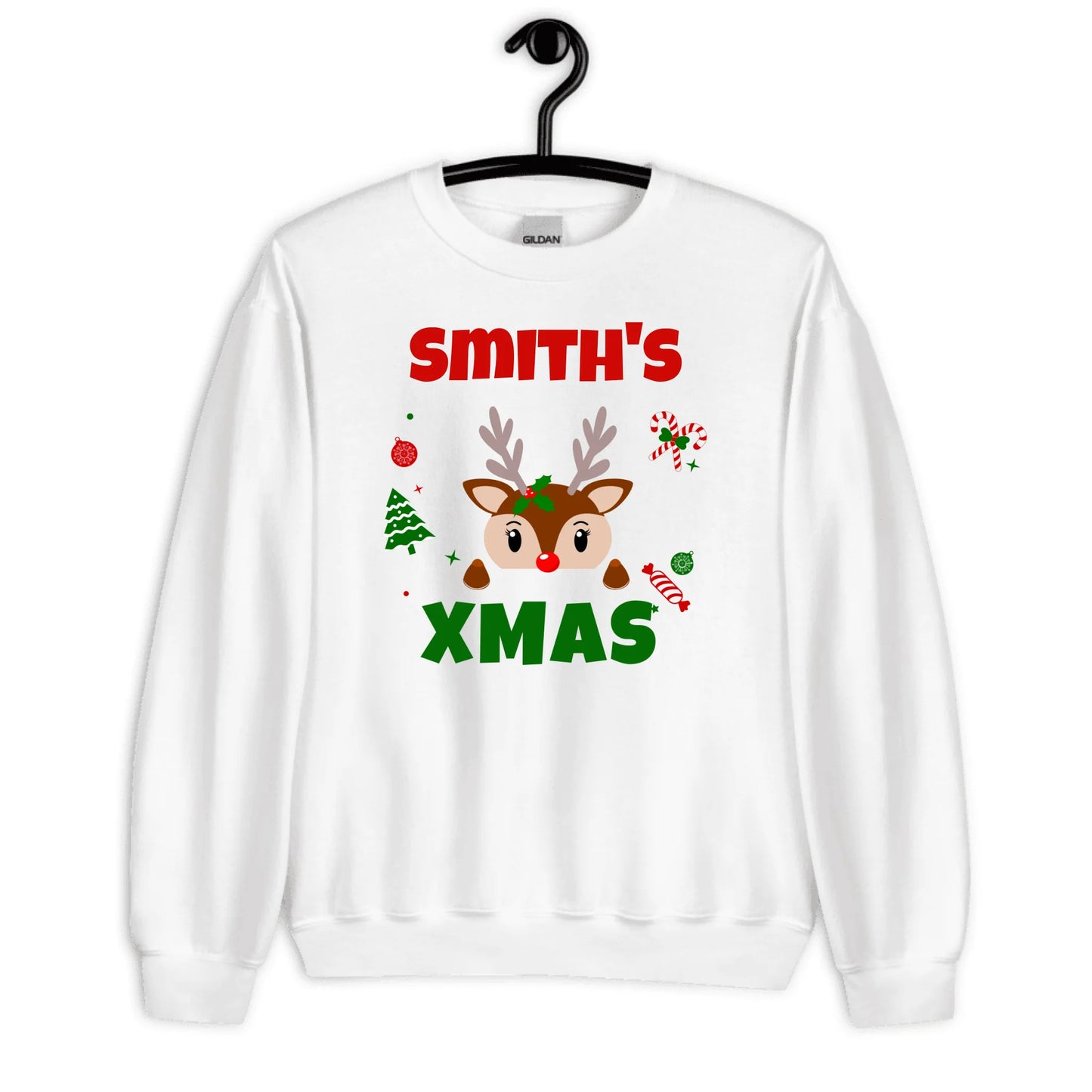 Personalized Matching Xmas Outfit — Custom Family Name on Sweatshirt, Kids Sweatshirt, T-Shirt, Mug & Tote Bag