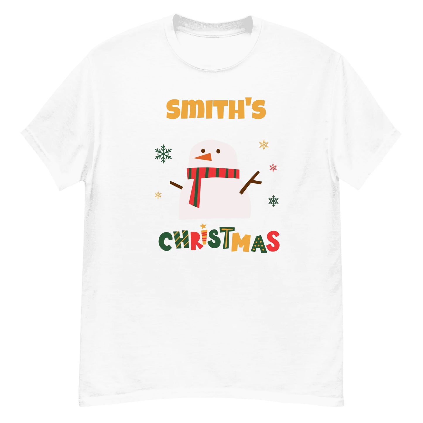 Personalized Matching Snowman Xmas Outfit — Custom Family Name on Sweatshirt, Kids Sweatshirt, T-Shirt & Mug