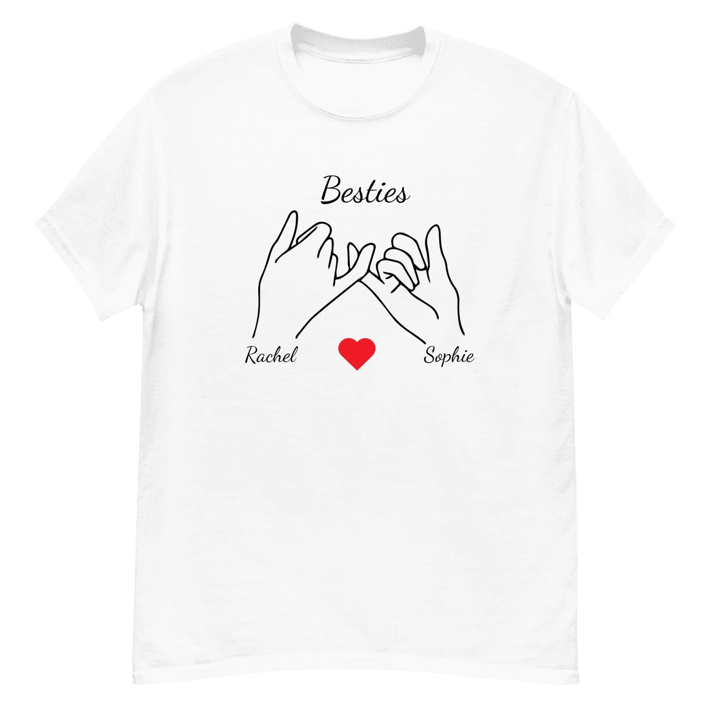 Personalized Line Art Gift for Besties — Custom Names on T-Shirt, Hoodie, Poster, Mug & Tote Bag